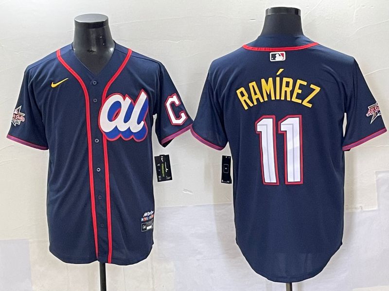 Men 2025 Cleveland Indians #11 Ramirez Blue All star Nike MLB Jersey style 1->cleveland indians->MLB Jersey